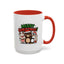 Christmas Mug - Merry Christmas Green & Red Text Cute Animals