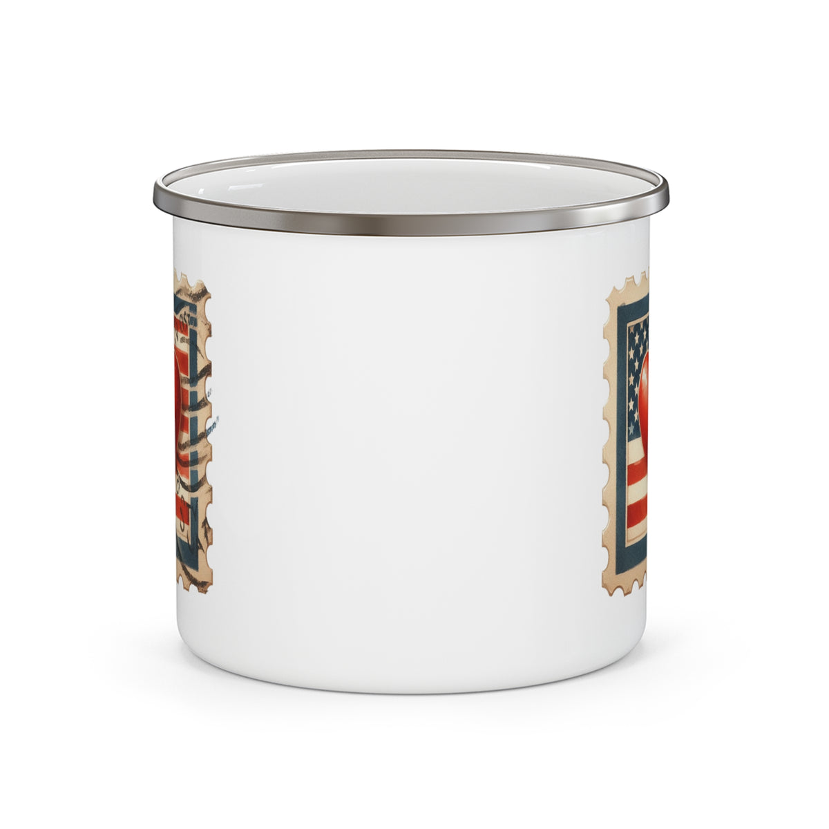 4th of July Mug - American Flag Red Heart Stamp