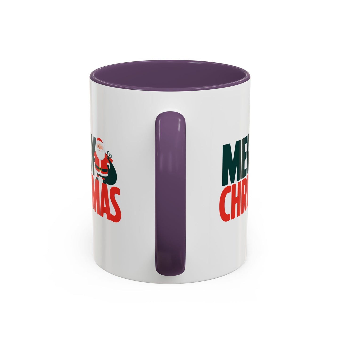 Christmas Mug - Merry Christmas Green & Red Text Santa Bag