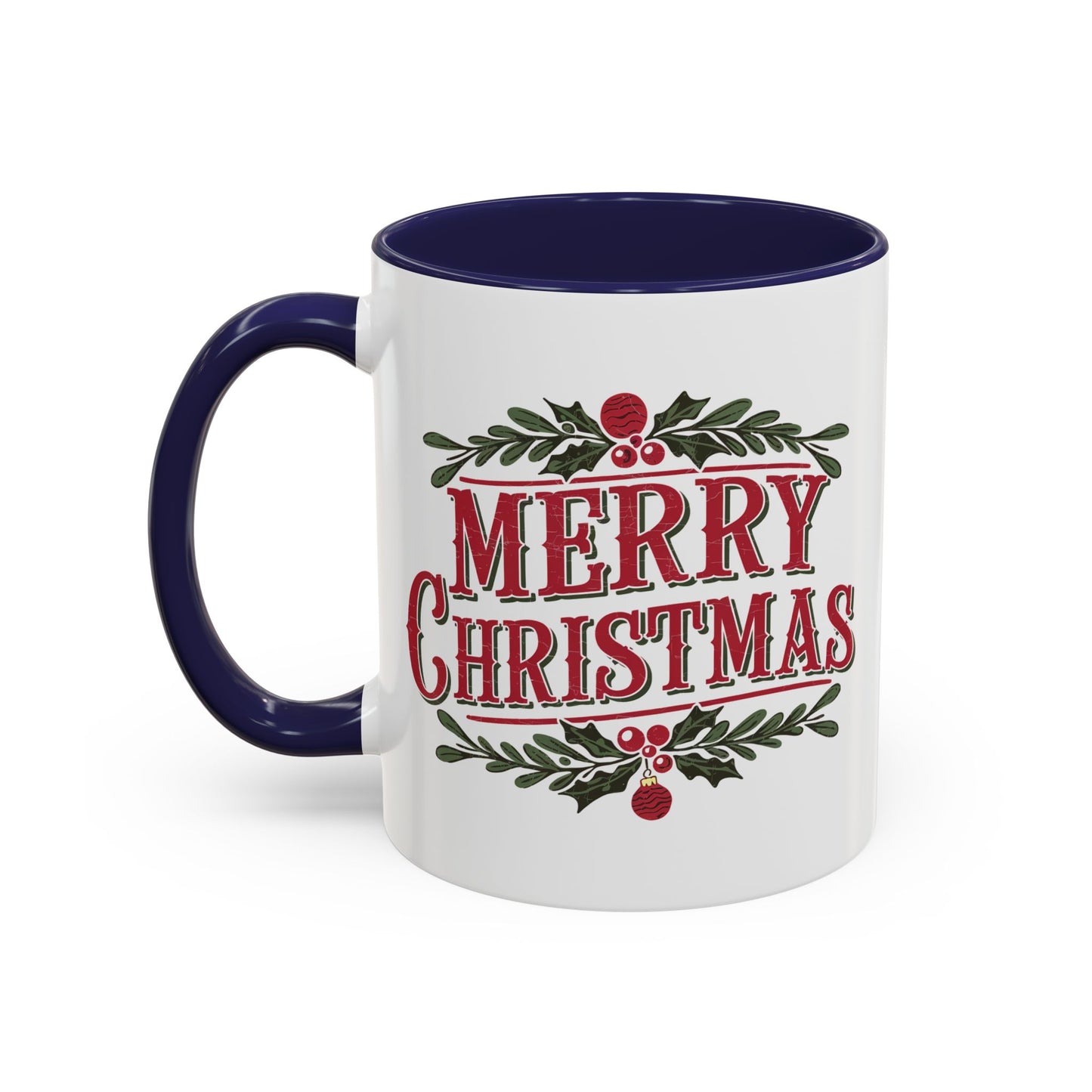 Christmas Mug - Merry Christmas Maroon Text Ornament Decorations