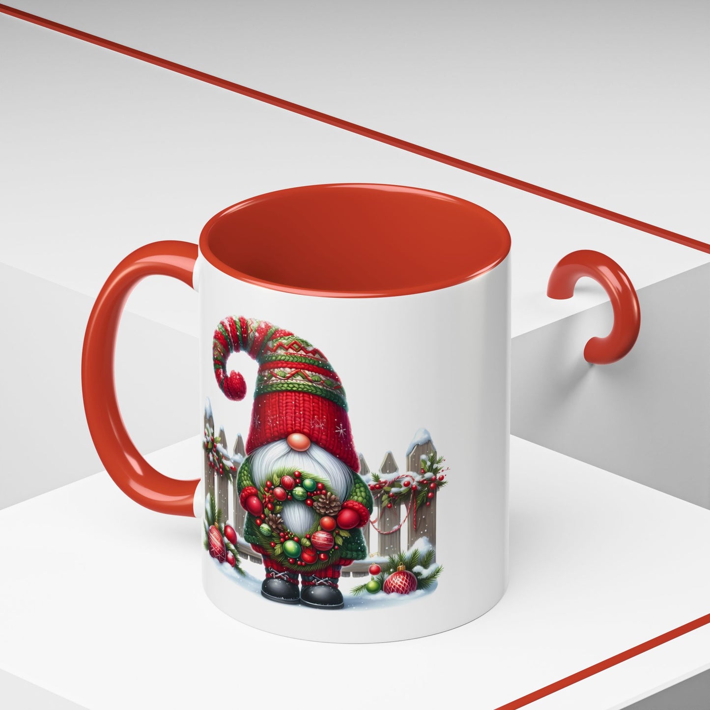 Christmas Mug - Gnome with Christmas Wreath