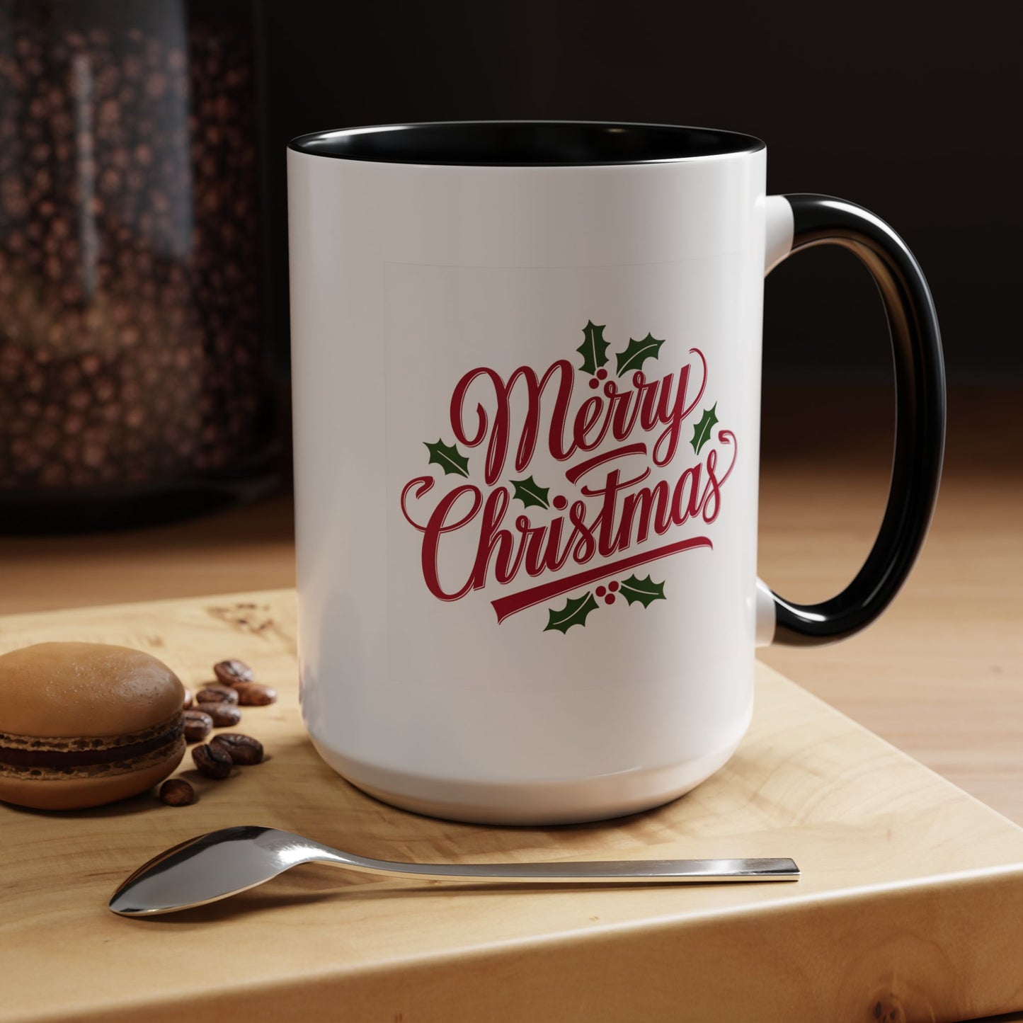 Christmas Mug - Merry Christmas Red Text Mistletoe