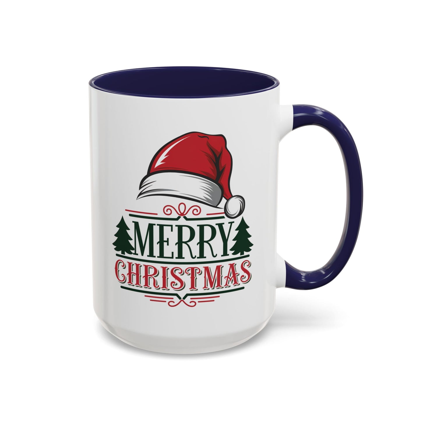 Christmas Mug - Merry Christmas Green & Red Text Red Hat