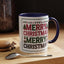 Christmas Mug - Merry Christmas Red Green & Black Text Trees Presents