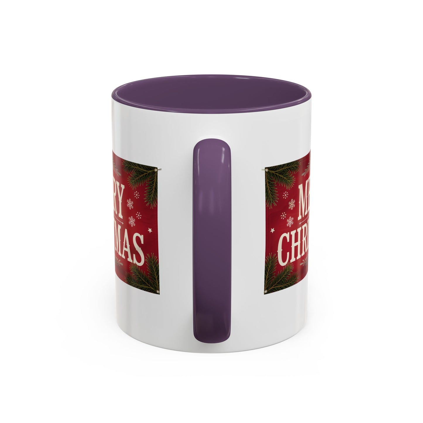 Christmas Mug - Merry Christmas Cream Text Maroon Background
