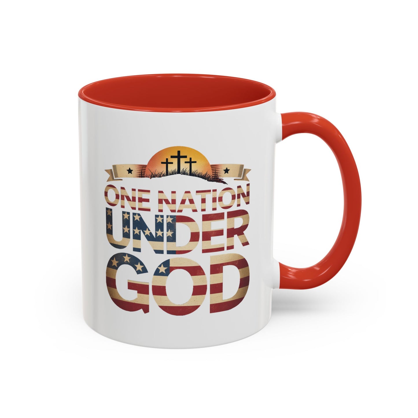 4th of July Mug - One Nation Under God Cross Flag