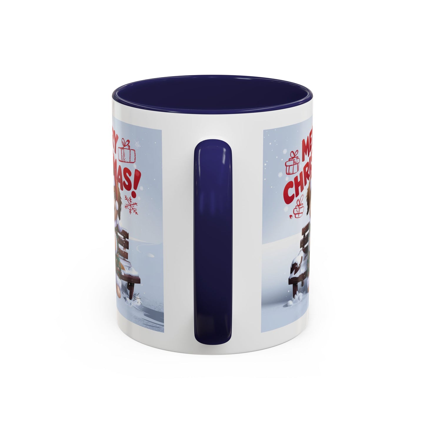 Christmas Mug - Merry Christmas Red Text Puppy Green Top 2