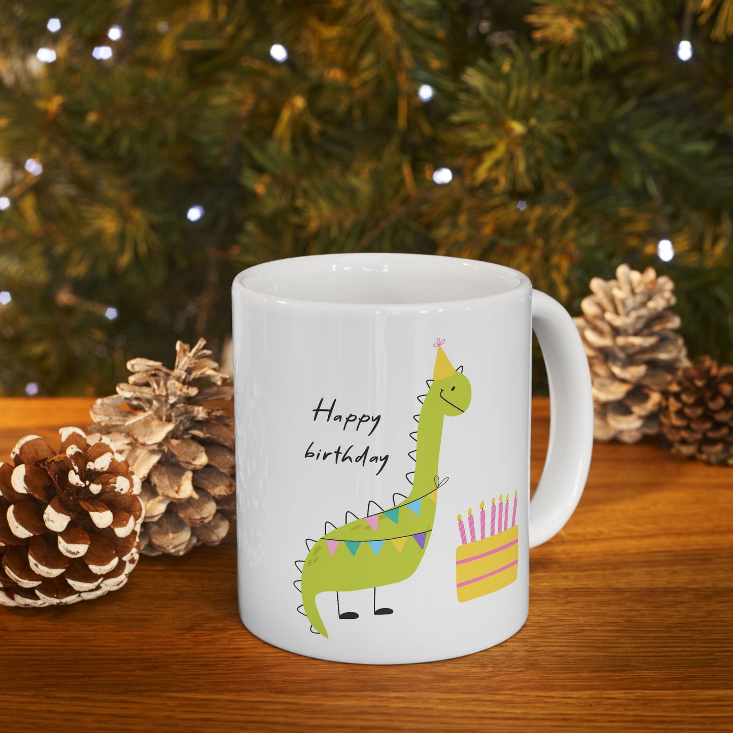 Birthday Mug - Happy Birthday Dinosaur Cake
