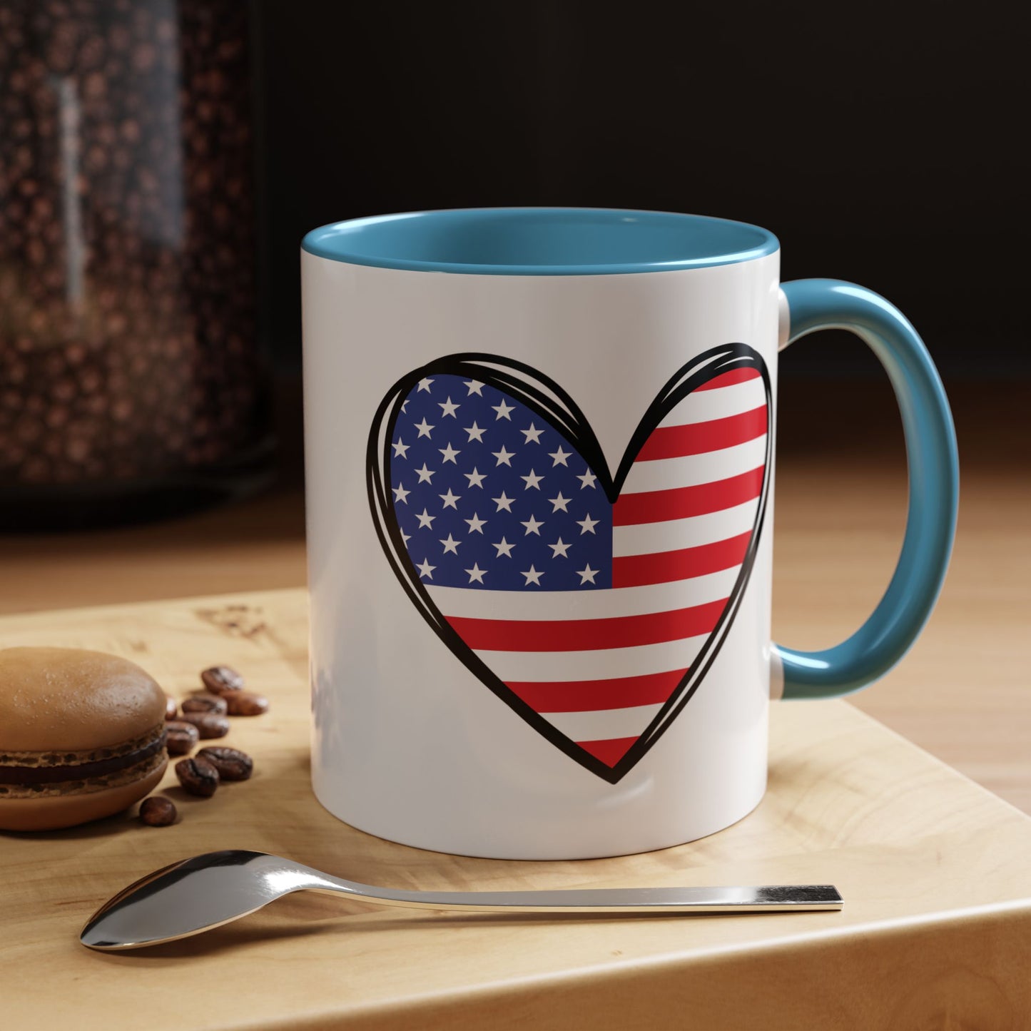 4th of July Mug - USA Flag Heart