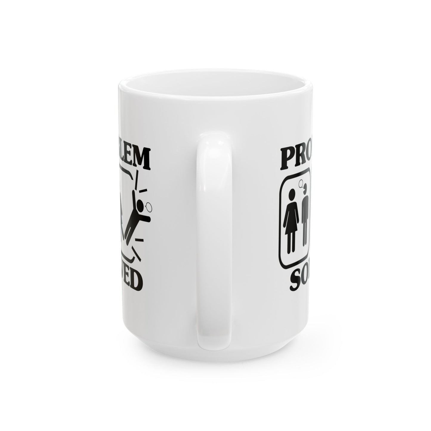 Humor Mug - Problem Solved - Girl Kicks Boy