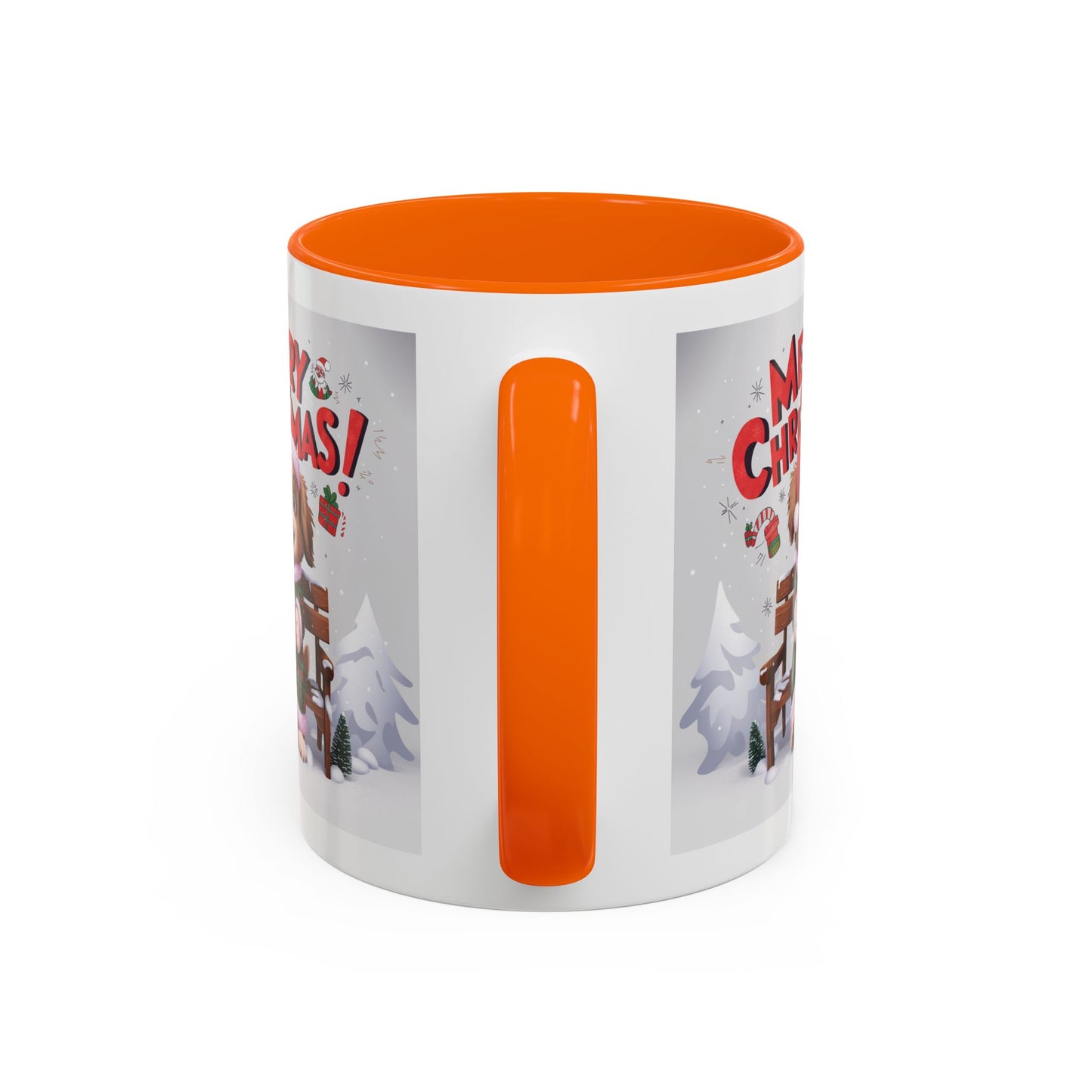 Christmas Mug - Merry Christmas Red Text Puppy Green & Red Top
