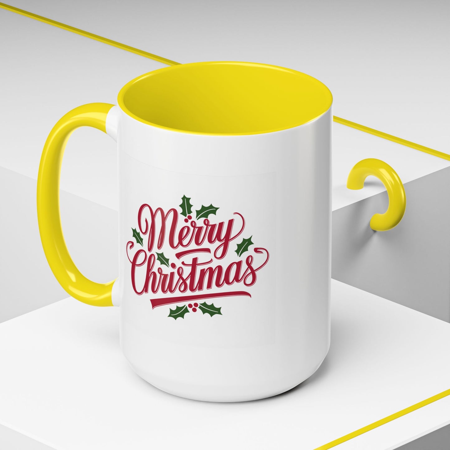 Christmas Mug - Merry Christmas Red Text Mistletoe