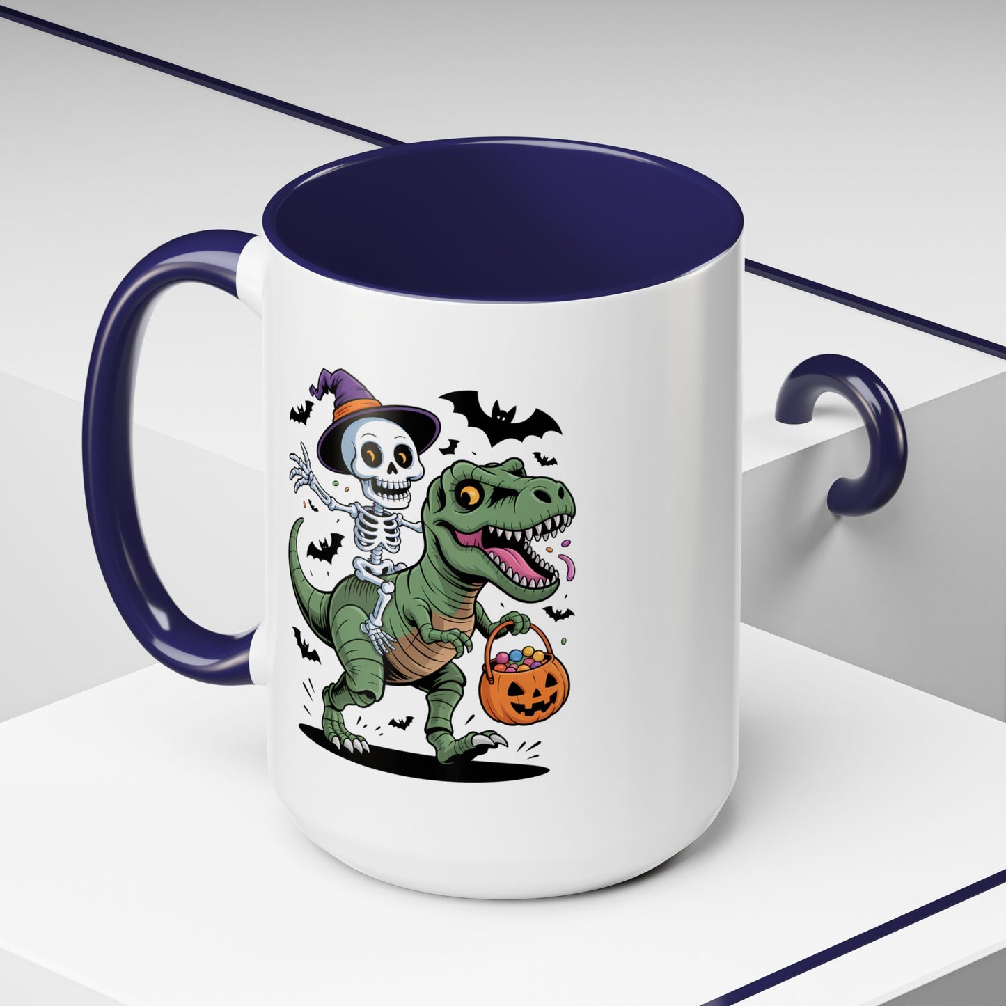 Halloween Mug - Skeleton Riding Dinosaur
