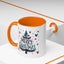 Christmas Mug - Merry Christmas Maroon & Blue Text Tree Hearts Stars