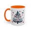 Christmas Mug - Merry Christmas Maroon & Blue Text Tree Hearts Stars