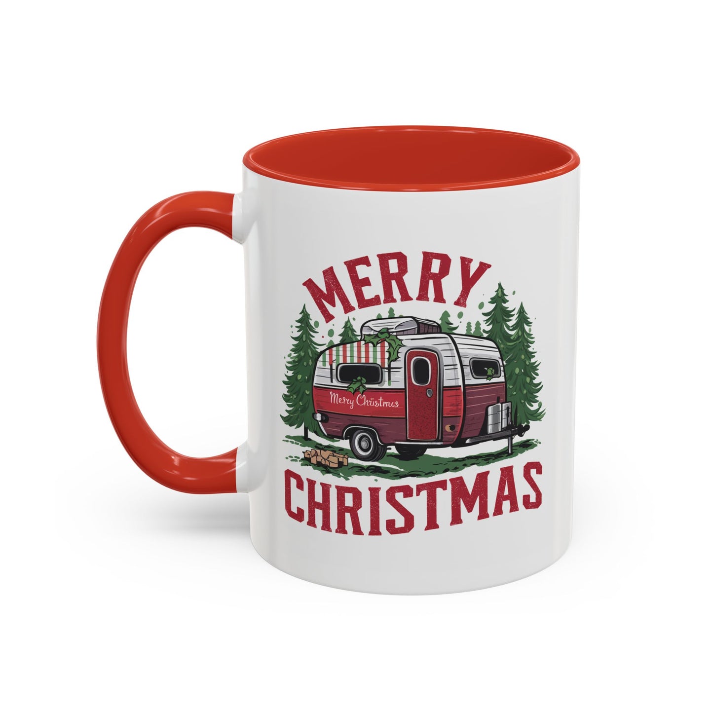 Christmas Mug - Merry Christmas Red & White Camper
