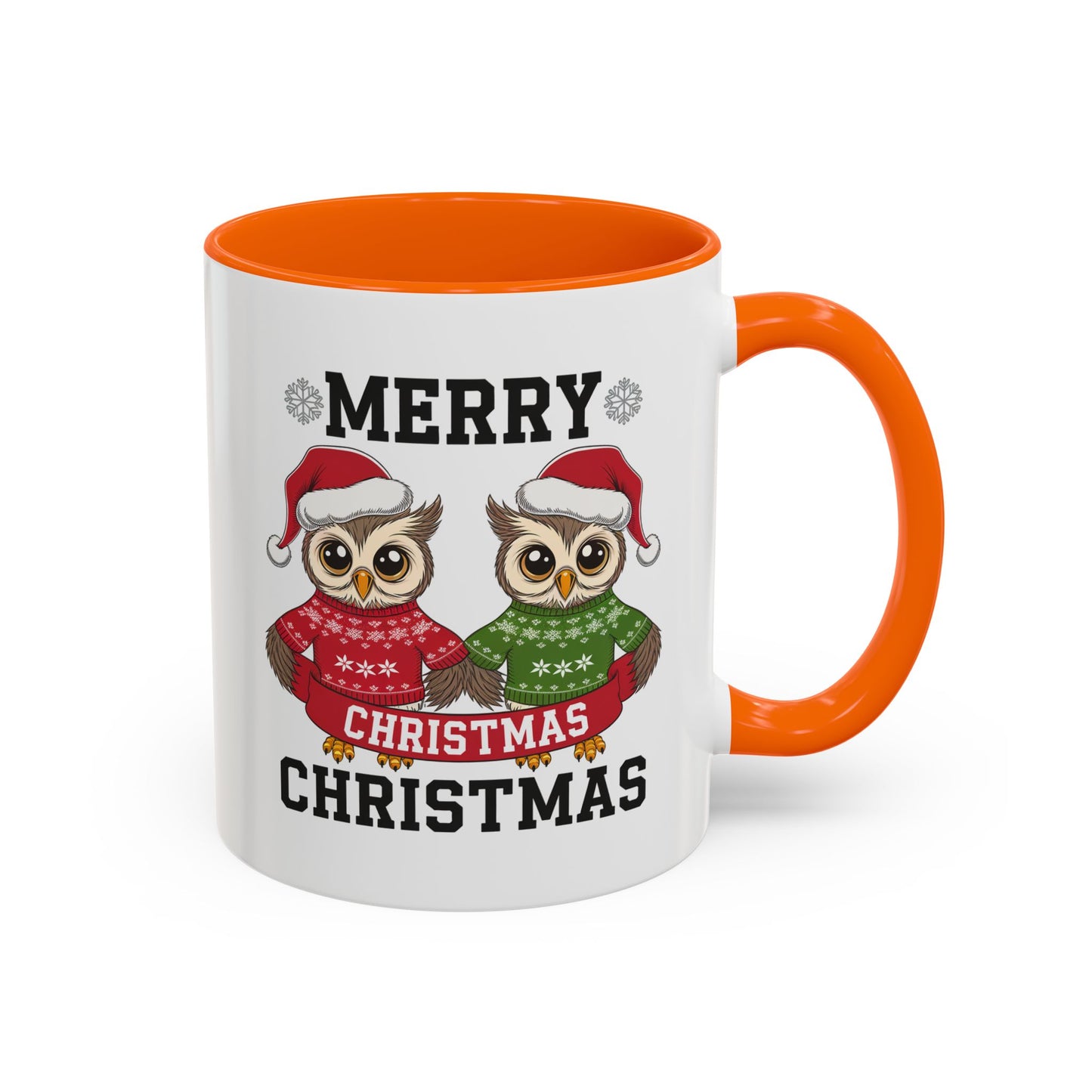 Christmas Mug - Merry Christmas Black Text Owls