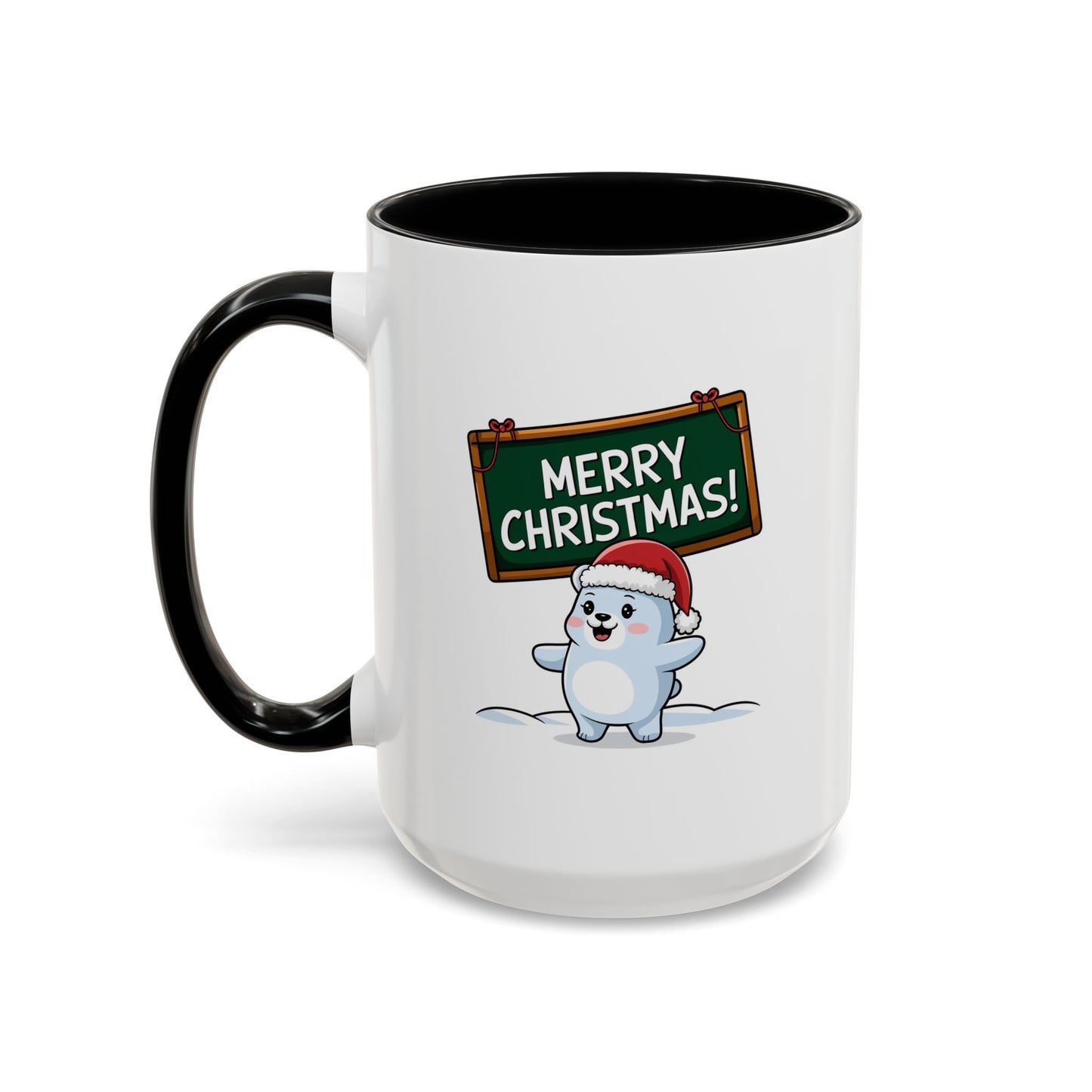 Christmas Mug - Merry Christmas White Text Seal Pup