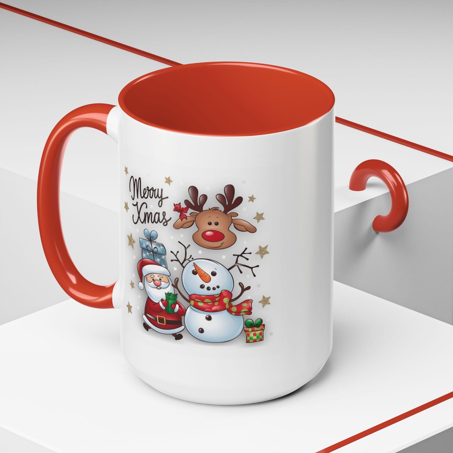 Christmas Mug - Merry Xmas Santa Snowman Reindeer