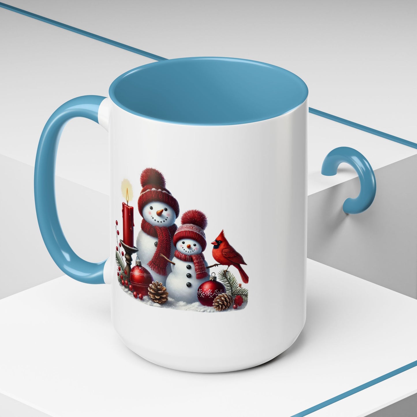 Christmas Mug - Burgundy Snowman Family