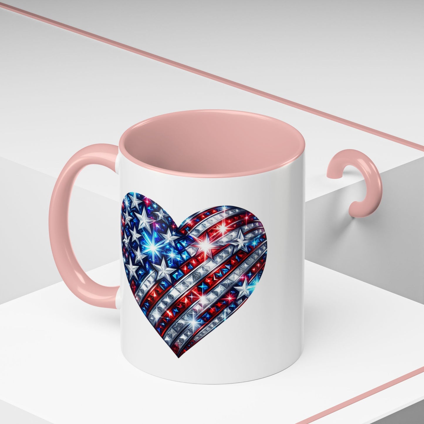 4th of July Mug - USA Sparkle Heart