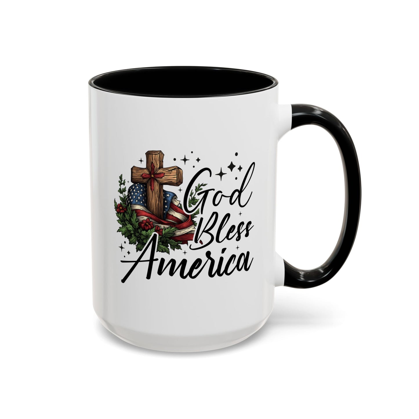 4th of July Mug - God Bless America Cross Flag