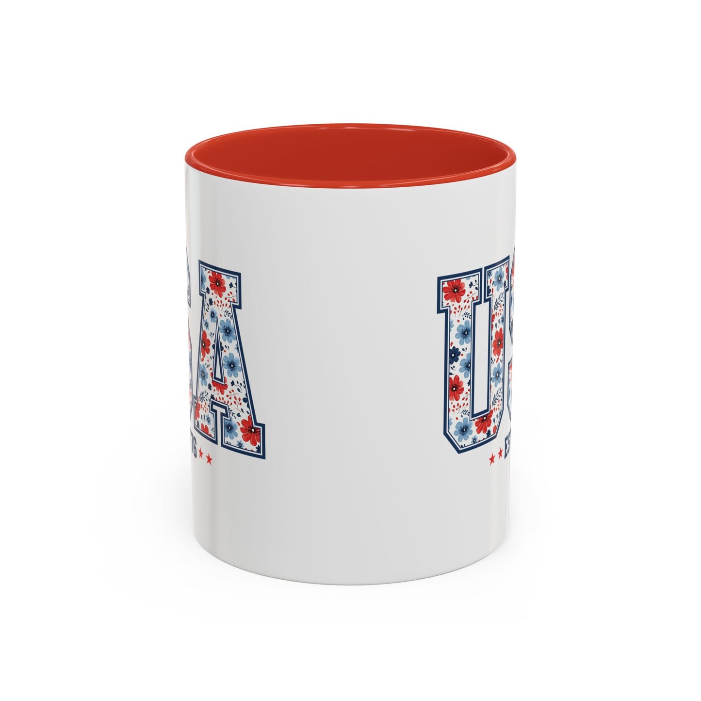 4th of July Mug - USA EST 1776 Floral