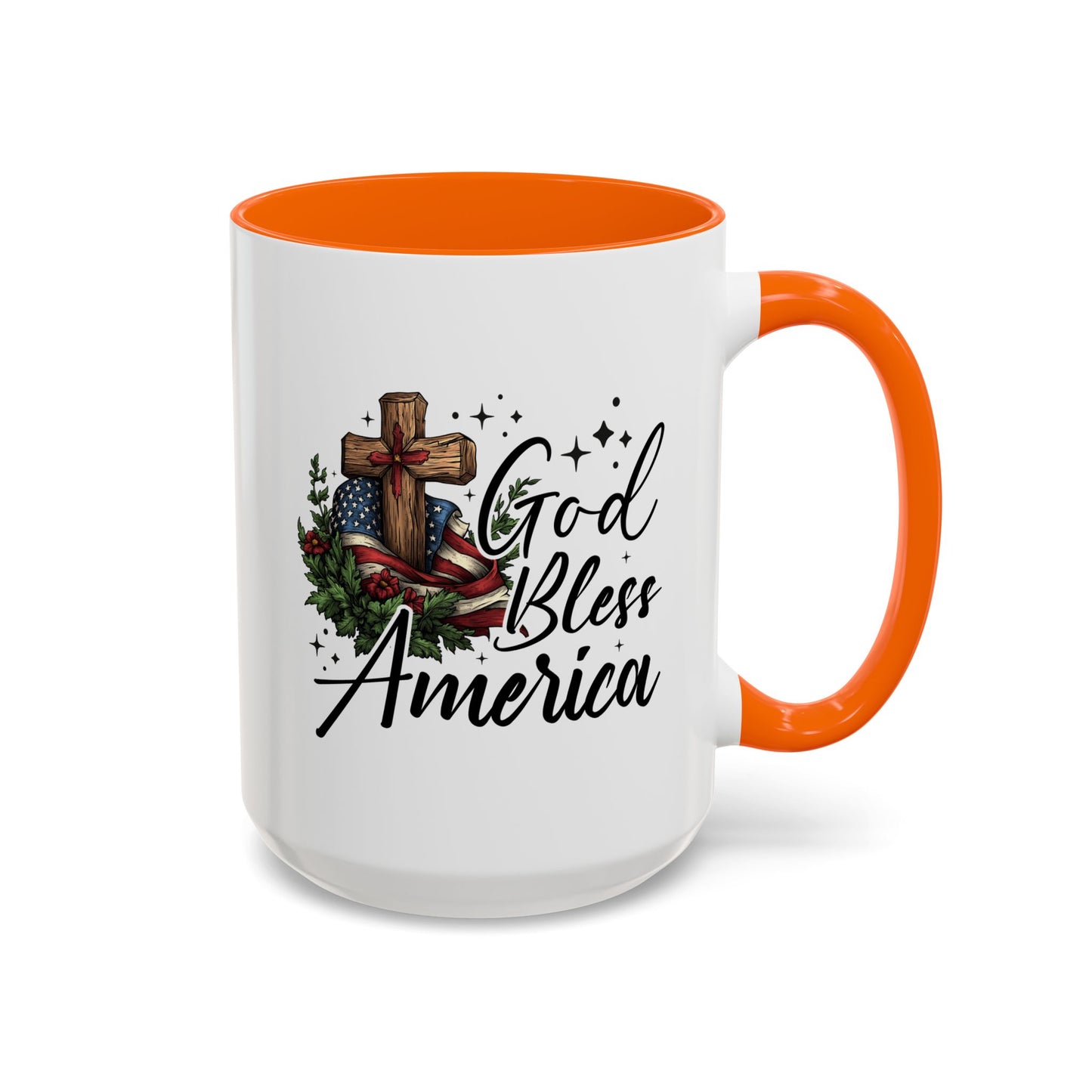 4th of July Mug - God Bless America Cross Flag
