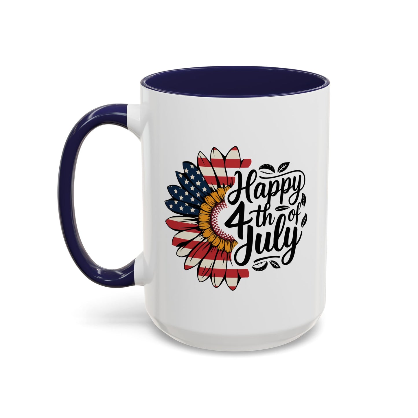 4th of July Mug - Happy 4th of July Sunflower USA Flag