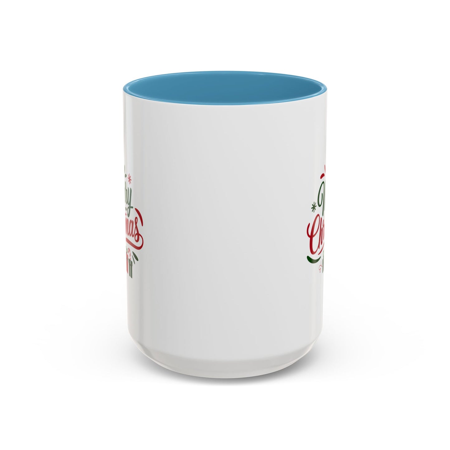 Christmas Mug - Merry Christmas Green & Red Text Tree Snowflakes Presents