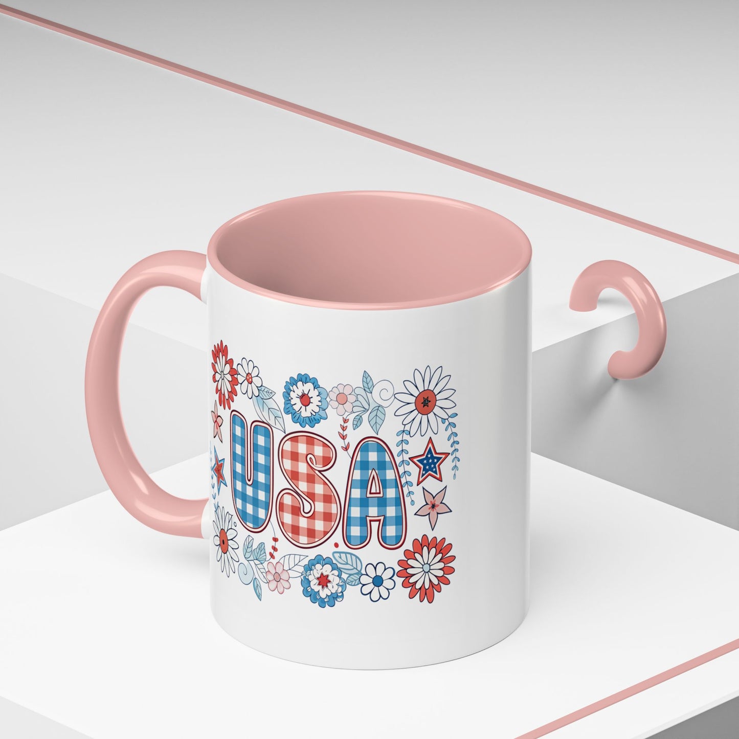 4th of July Mug - USA Preppy Floral