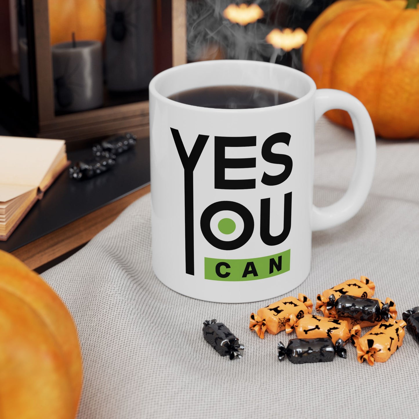 Motivation Mug - Yes You Can Black & Green