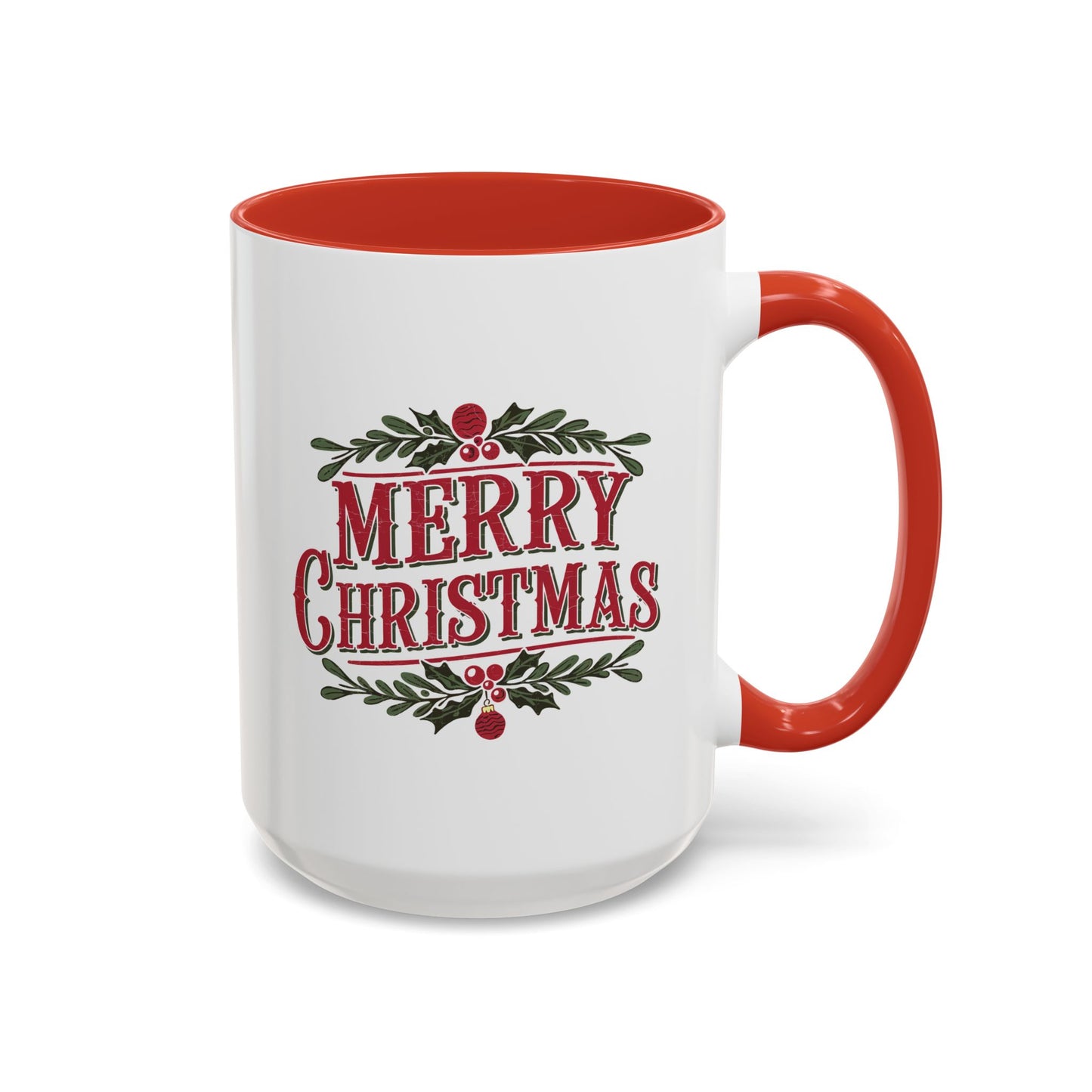 Christmas Mug - Merry Christmas Maroon Text Ornament Decorations