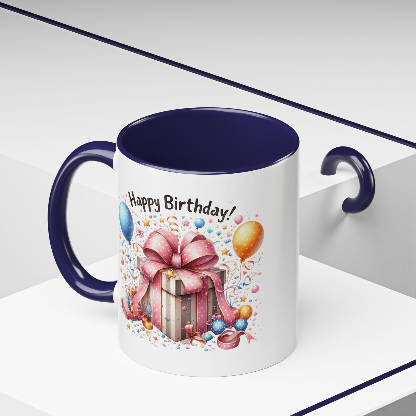 Birthday Mug - Happy Birthday Pink Ribbon Present