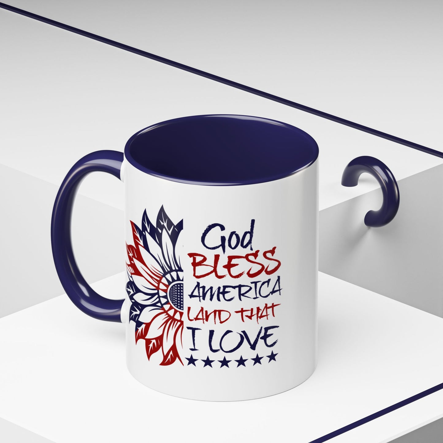 4th of July Mug - God Bless America Sunflower