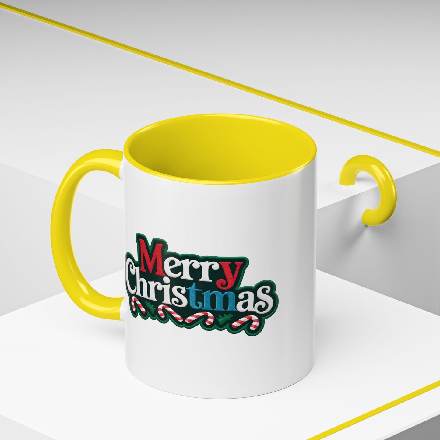 Christmas Mug - Merry Christmas White Red & Blue Text