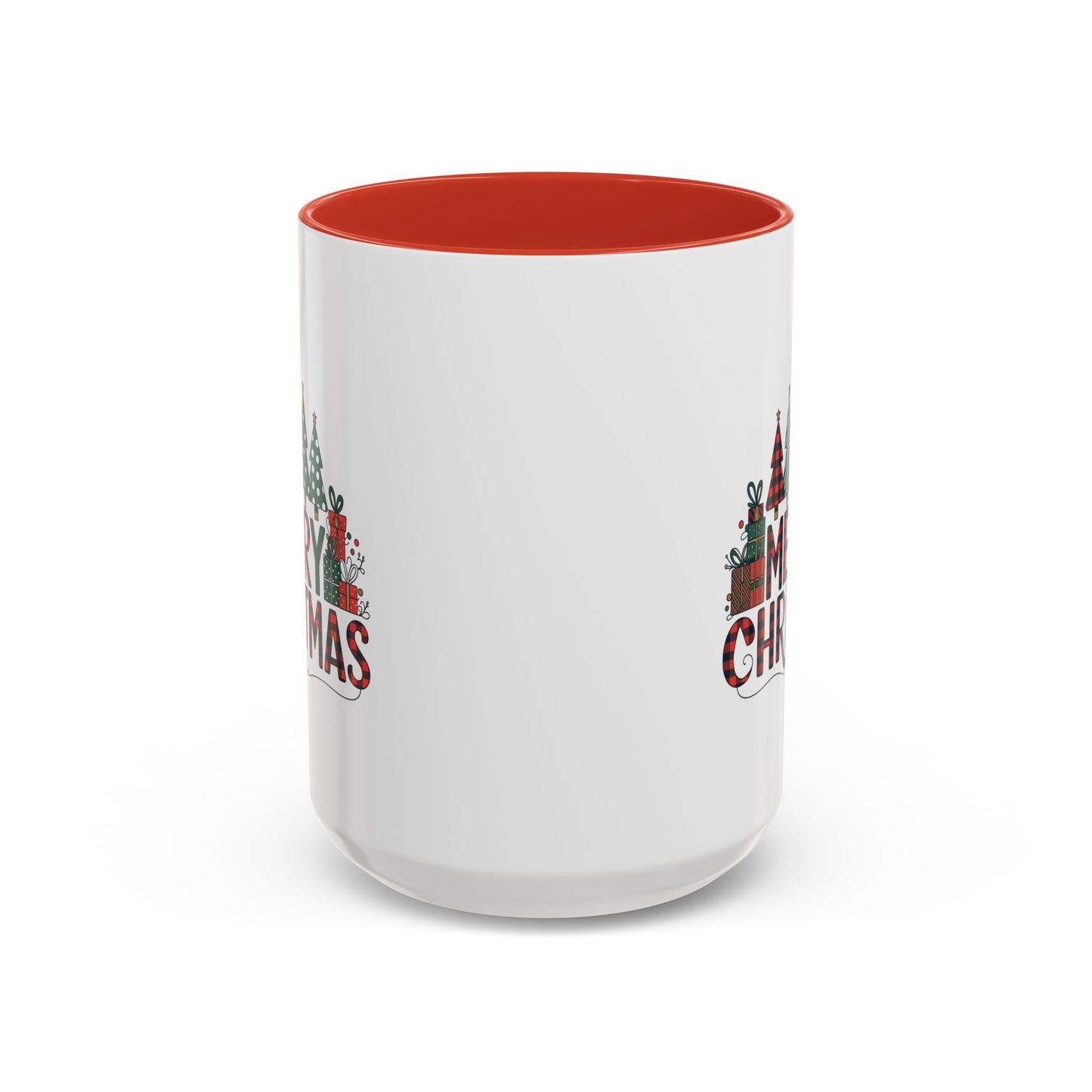 Christmas Mug - Merry Christmas Tartan Text Trees Presents