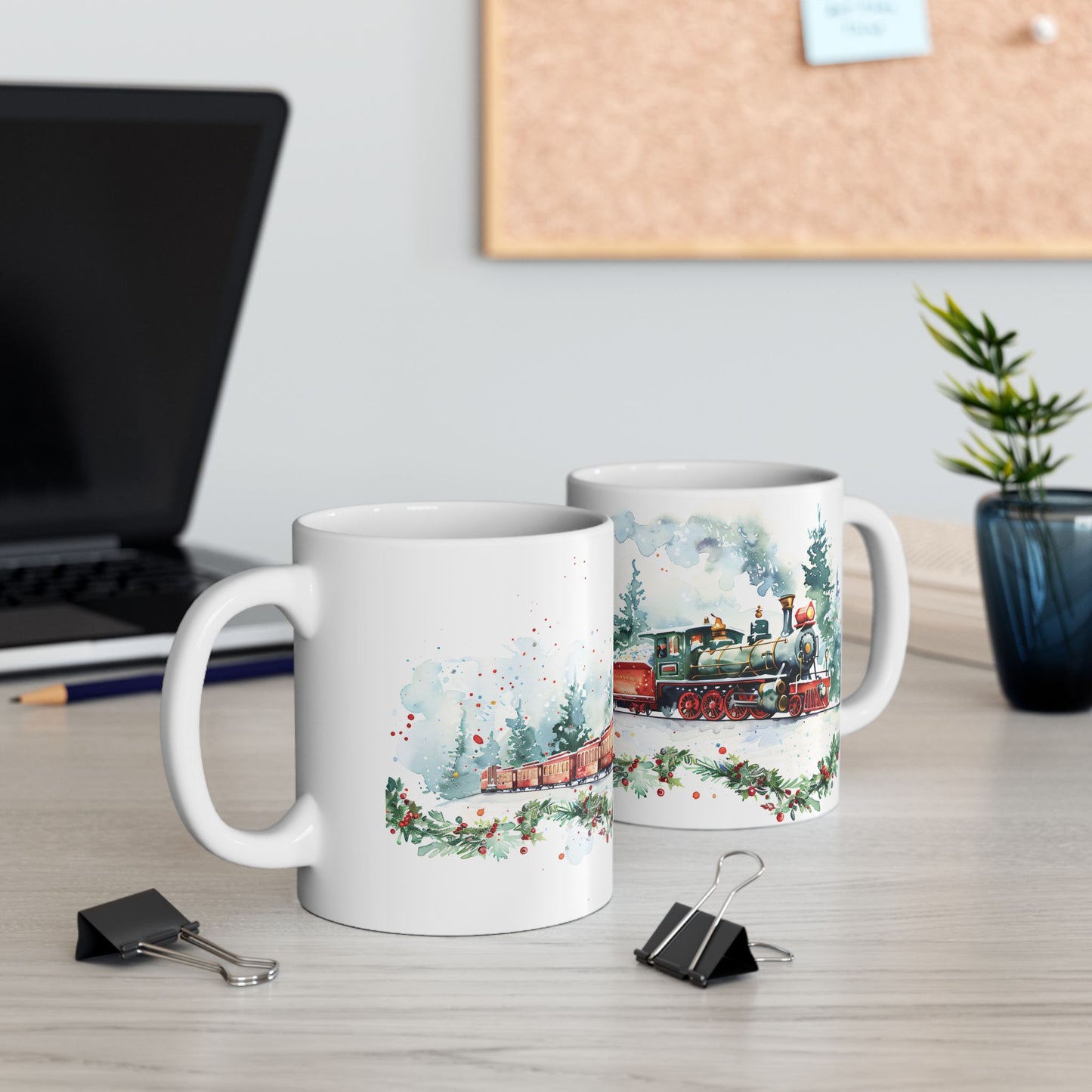 Christmas Mug - Snowy Landscape Train Wrap 9