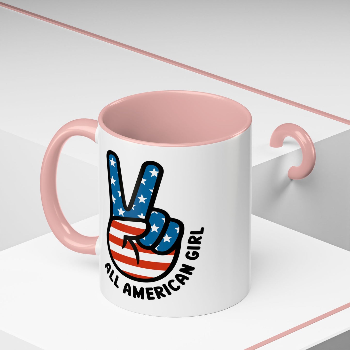 4th of July Mug - All American Girl Peace Sign