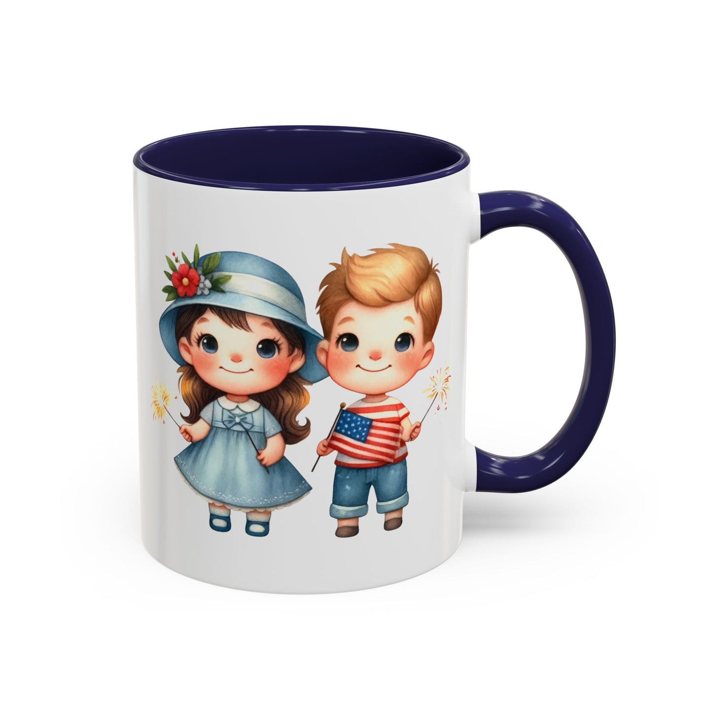 4th of July - American Boy & Girl Flag