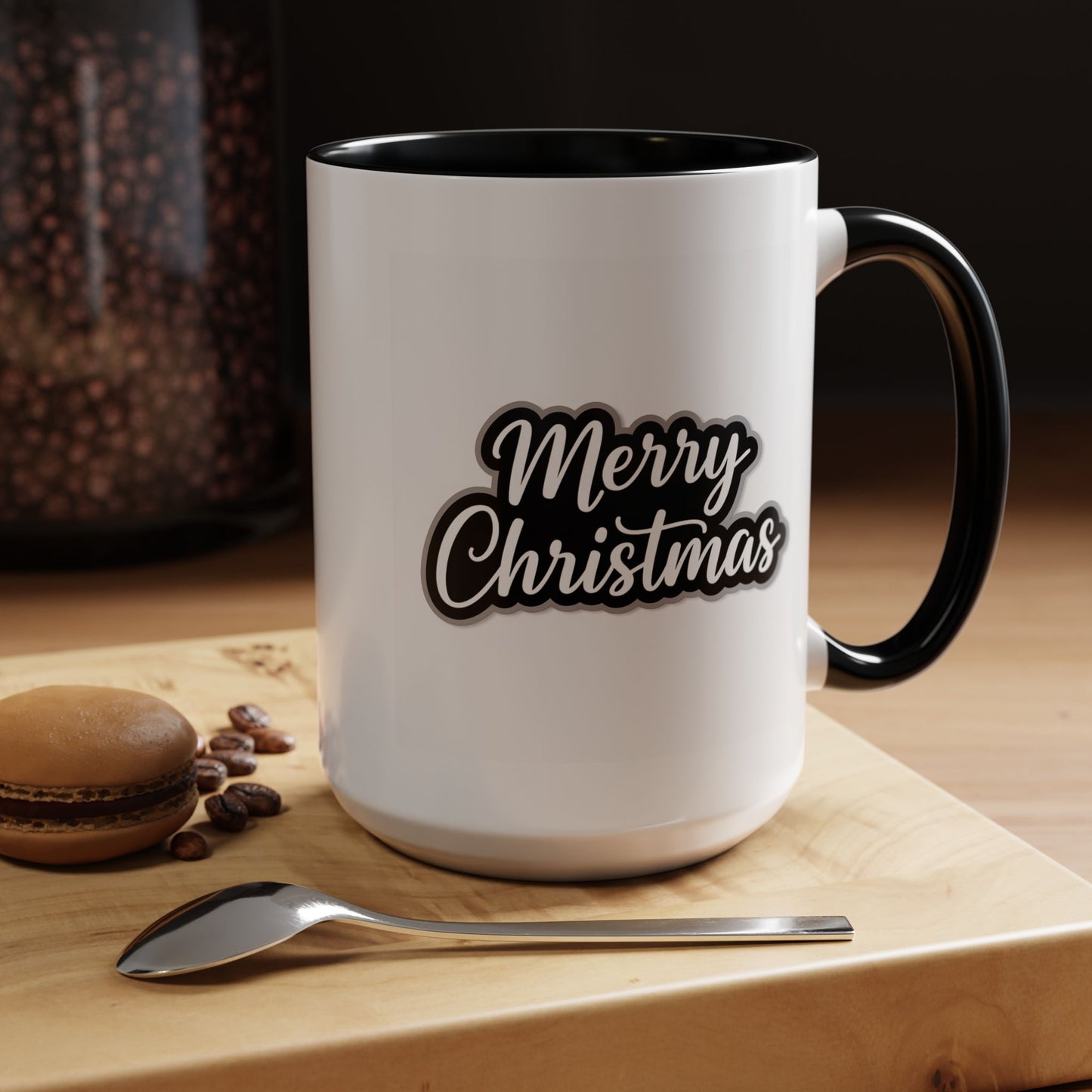 Christmas Mug - Merry Christmas White Black & Grey Text