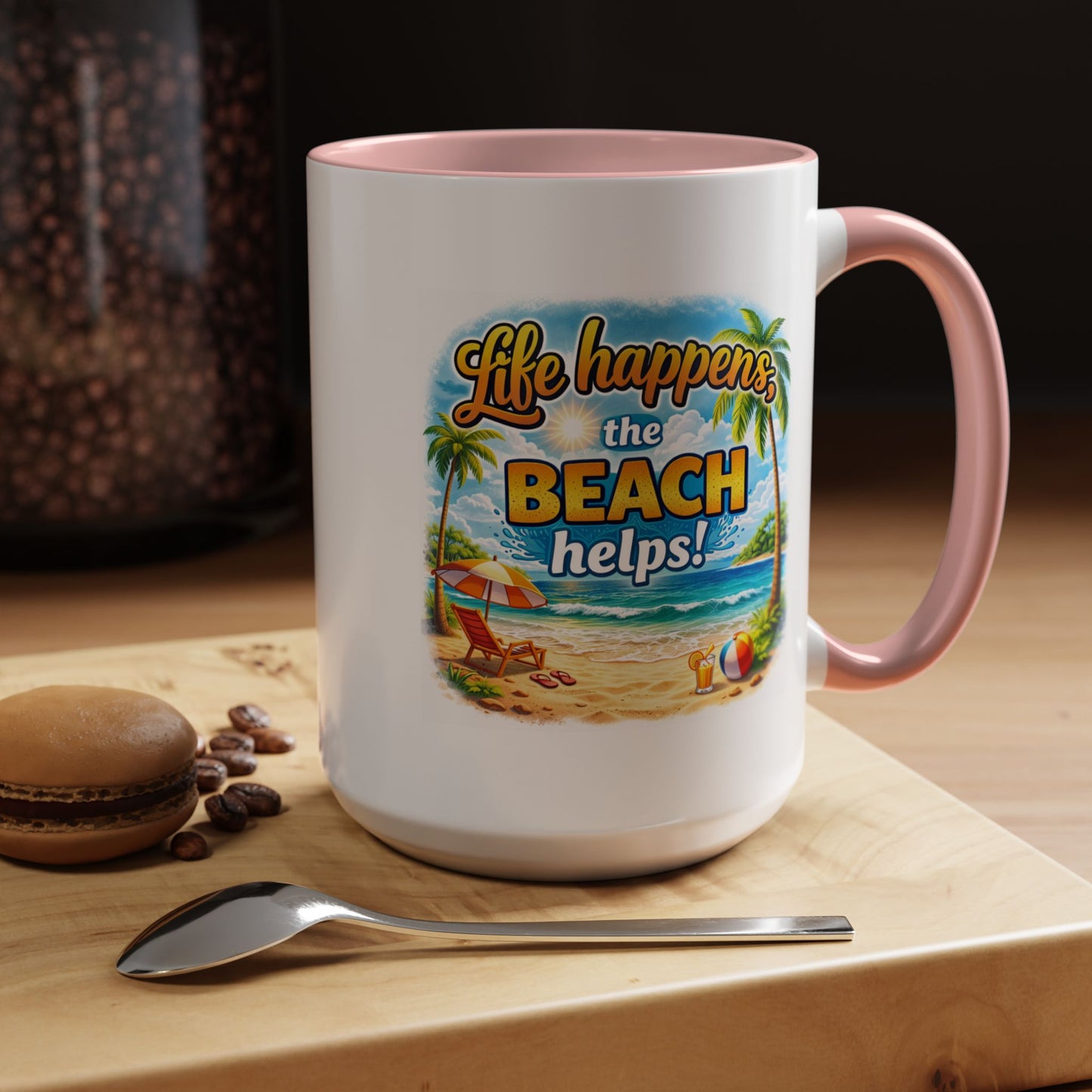 Humor Mug - Life Happens the beach Helps