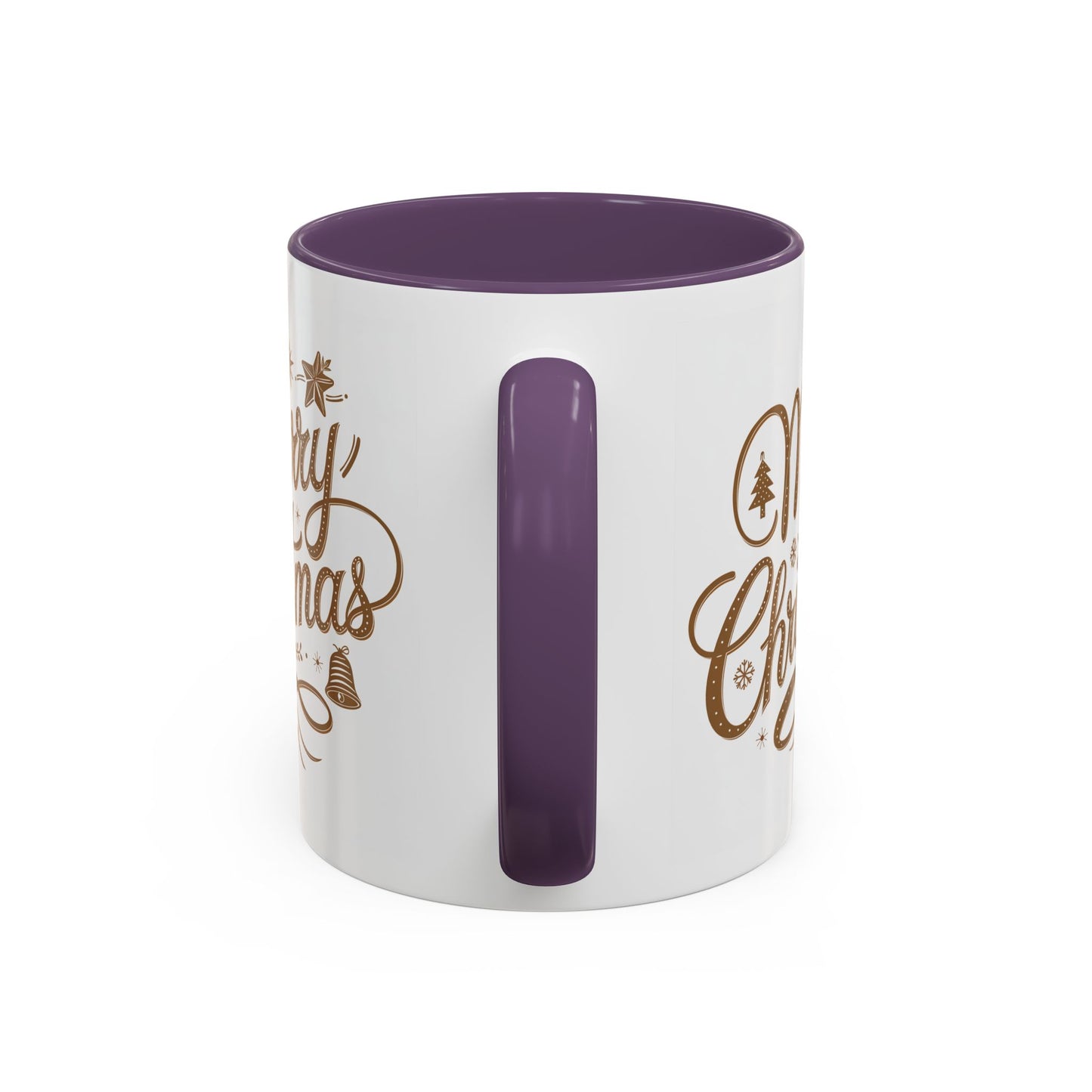 Christmas Mug - Merry Christmas Gold Text Tree Star Ornaments