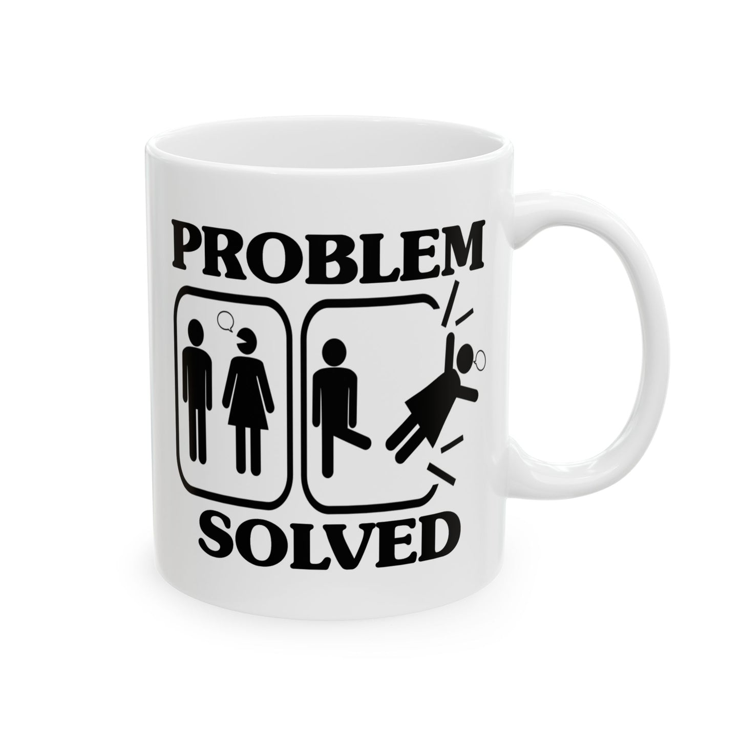 Humor Mug - Problem Solved - Boy Kicks Girl
