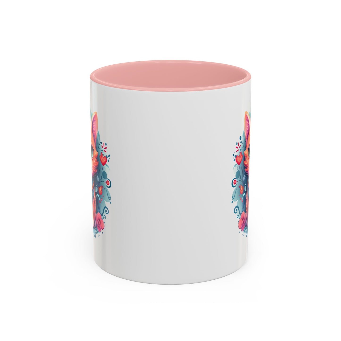 Animal  - Mystic Cat Turquoise & Coral Flowers