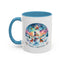 Christmas Mug - Merry Christmas Blue Text Snowman Star Reindeer