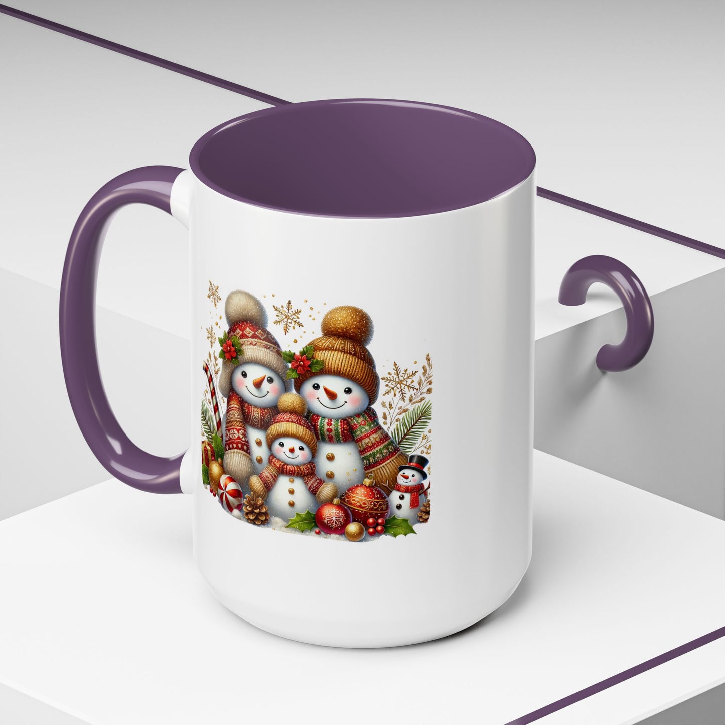 Christmas Mug - Gold Snowman Family
