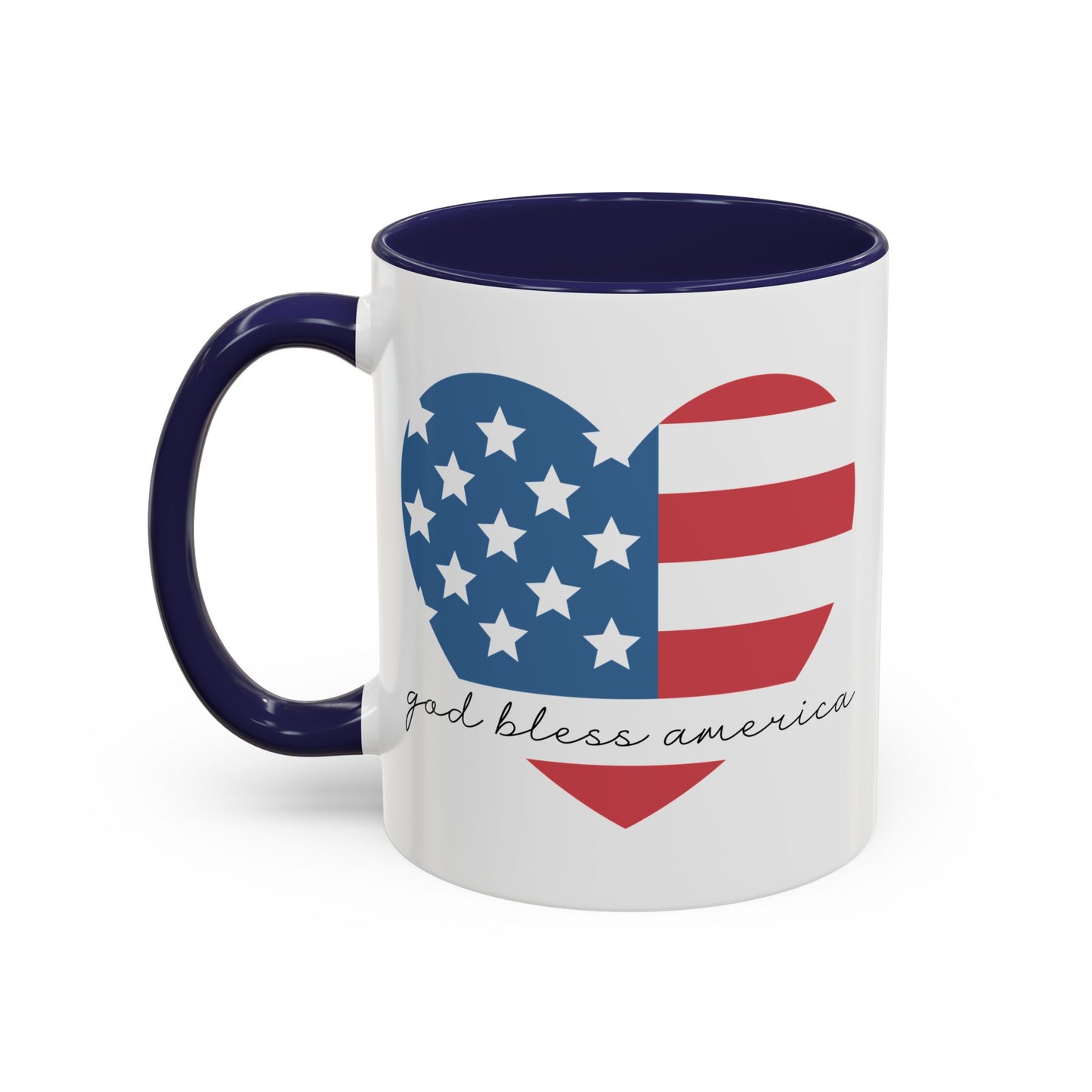 4th of July Mug - God Bless America Flag Heart