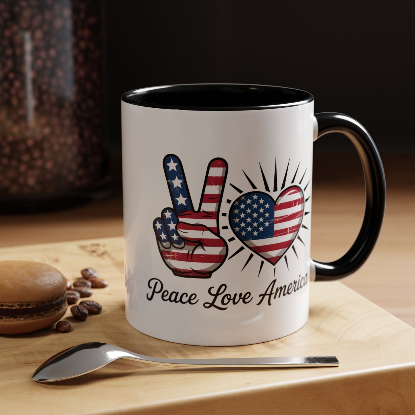 4th of July Mug - Peace Love America