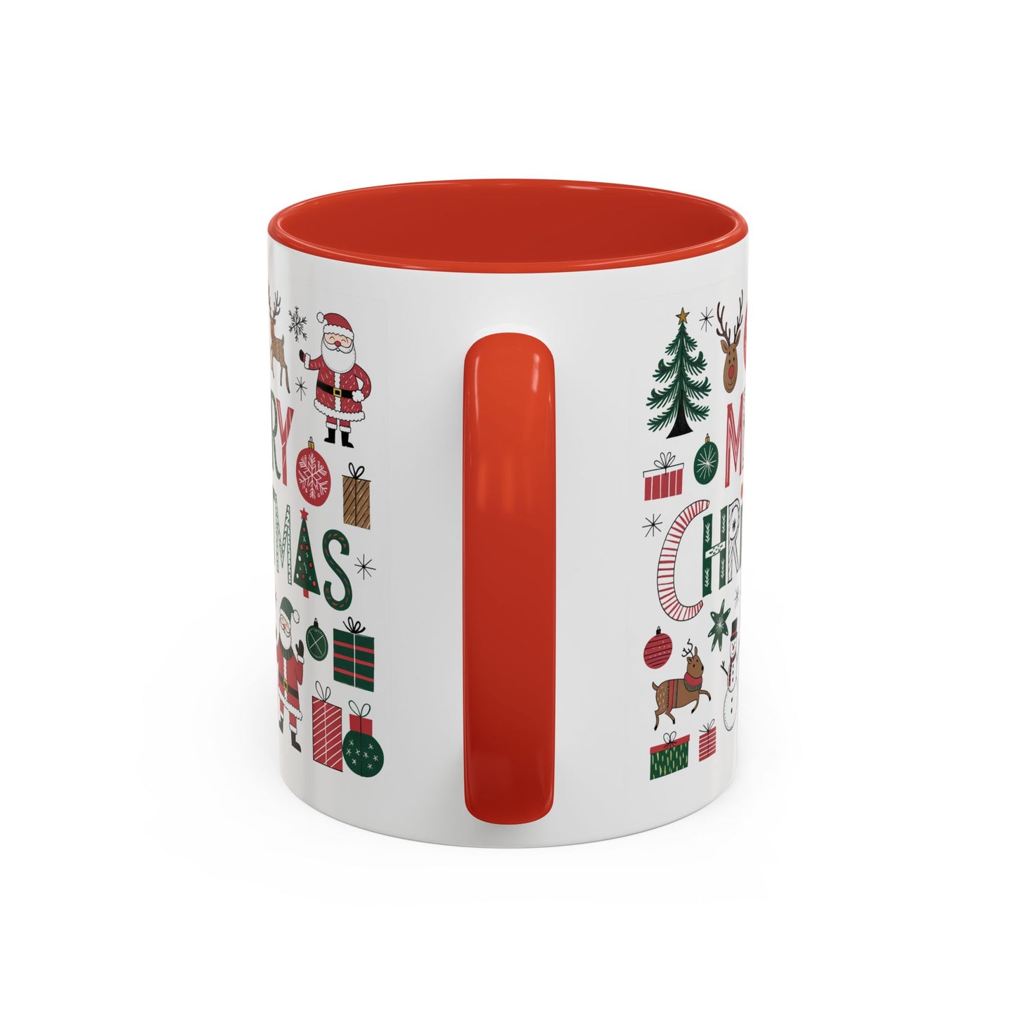 Christmas Mug - Merry Christmas Red White & Green Text Collage